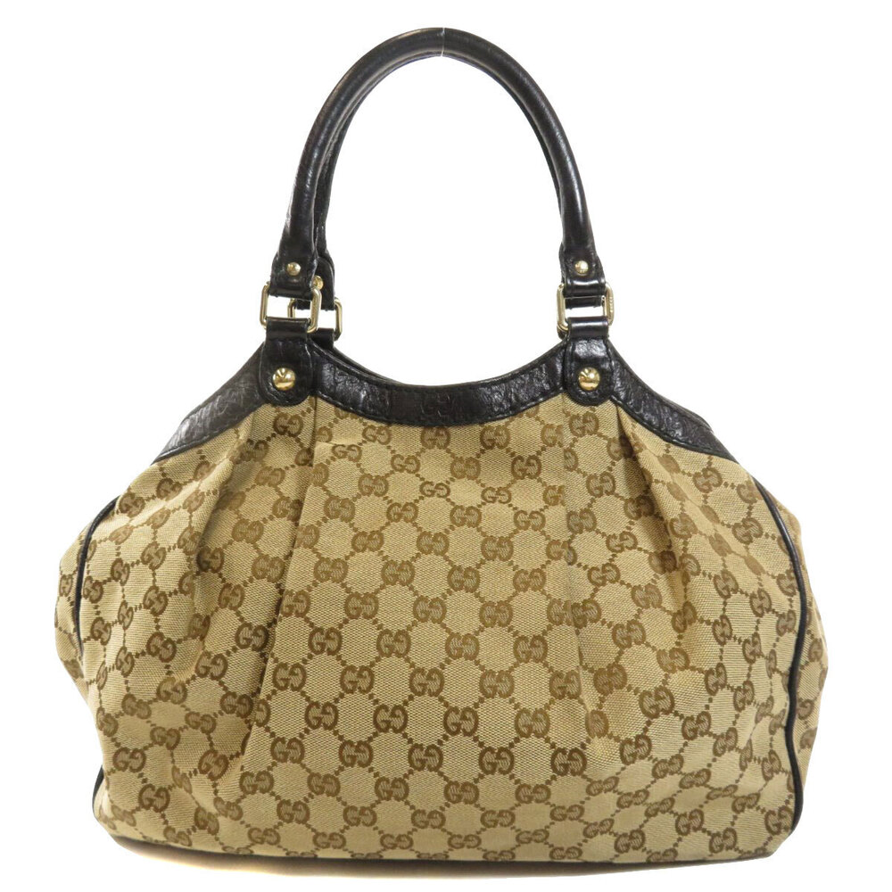 Gucci bag monogram dark canvas brown tote GG Sukey leather Brown